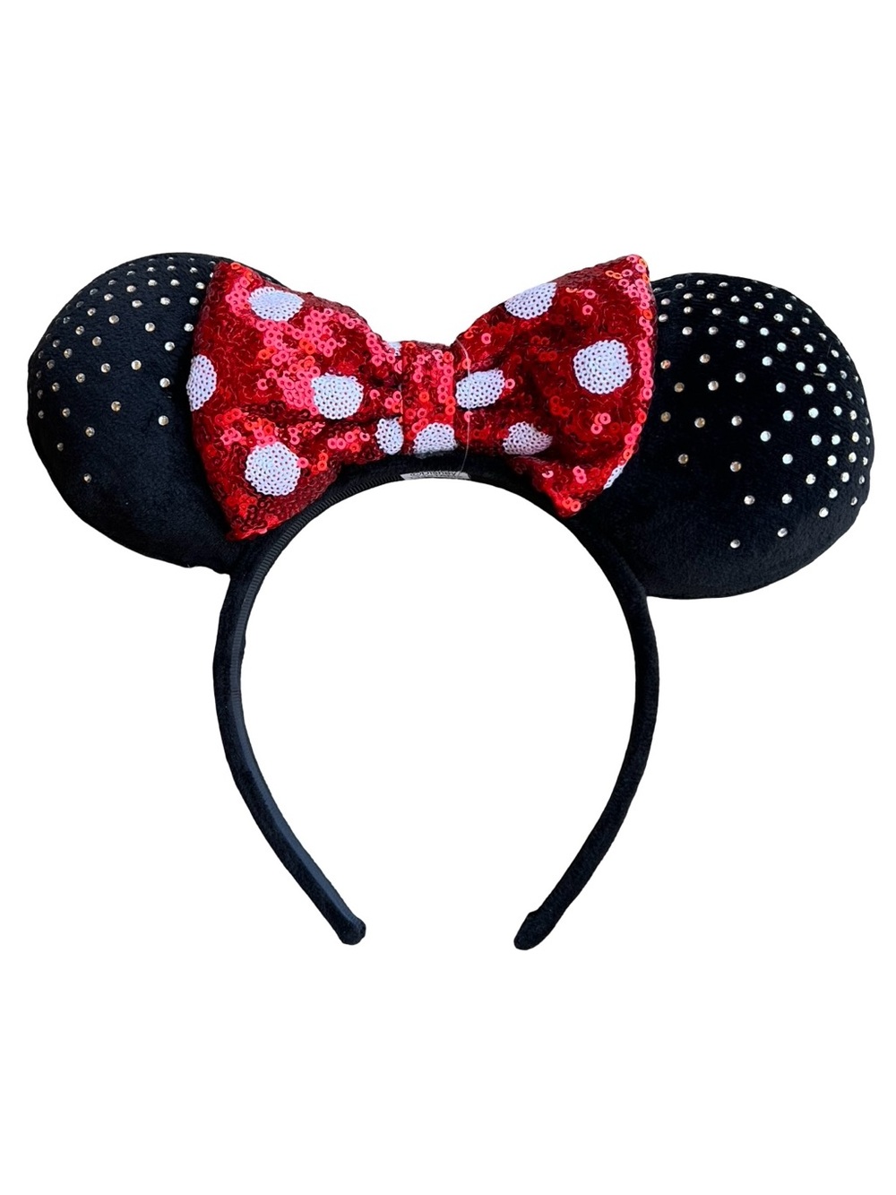 DISNEY Mickey Minnie Mouse Ears Headband Sequins Rhinestones Adult Classic Bow
